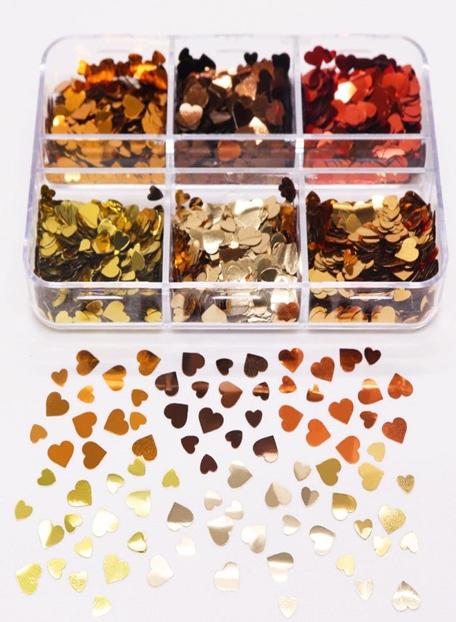 Vopintpy 6 Grids Valentines Love Heart Nail Sequins Holographic Multicolor Heart Nail Flakes Design Nail Charms 3D Confetti Nail Art Stickers for Women DIY Manicure Decoration - Image 5